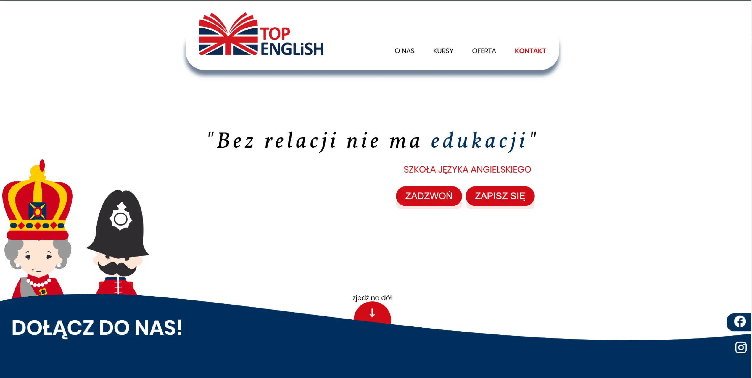 Top English, widok strony szkoły języka angielskiego